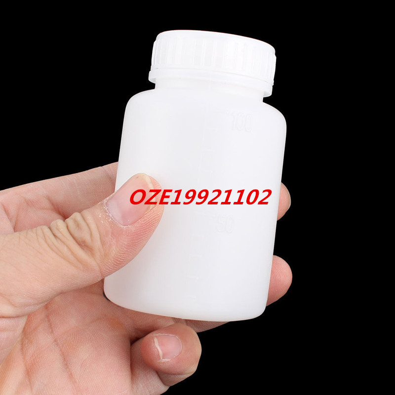 100ml White Plastic Graduated Lab Chemical Capacity Storage Bottle