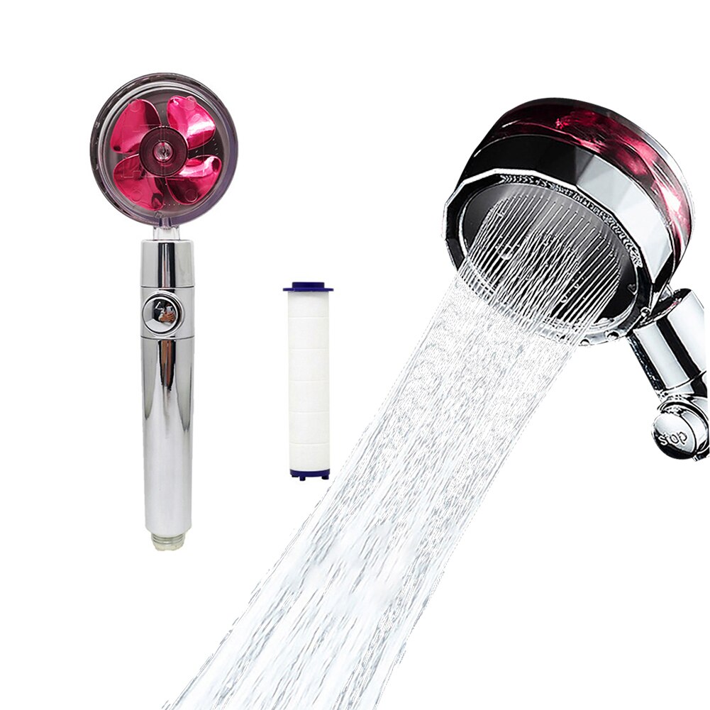 Pressurized Shower 360 Degrees Rotating Shower Head Water Saving ABS Rain High Pressure Spray Nozzle Propeller Shower: Red