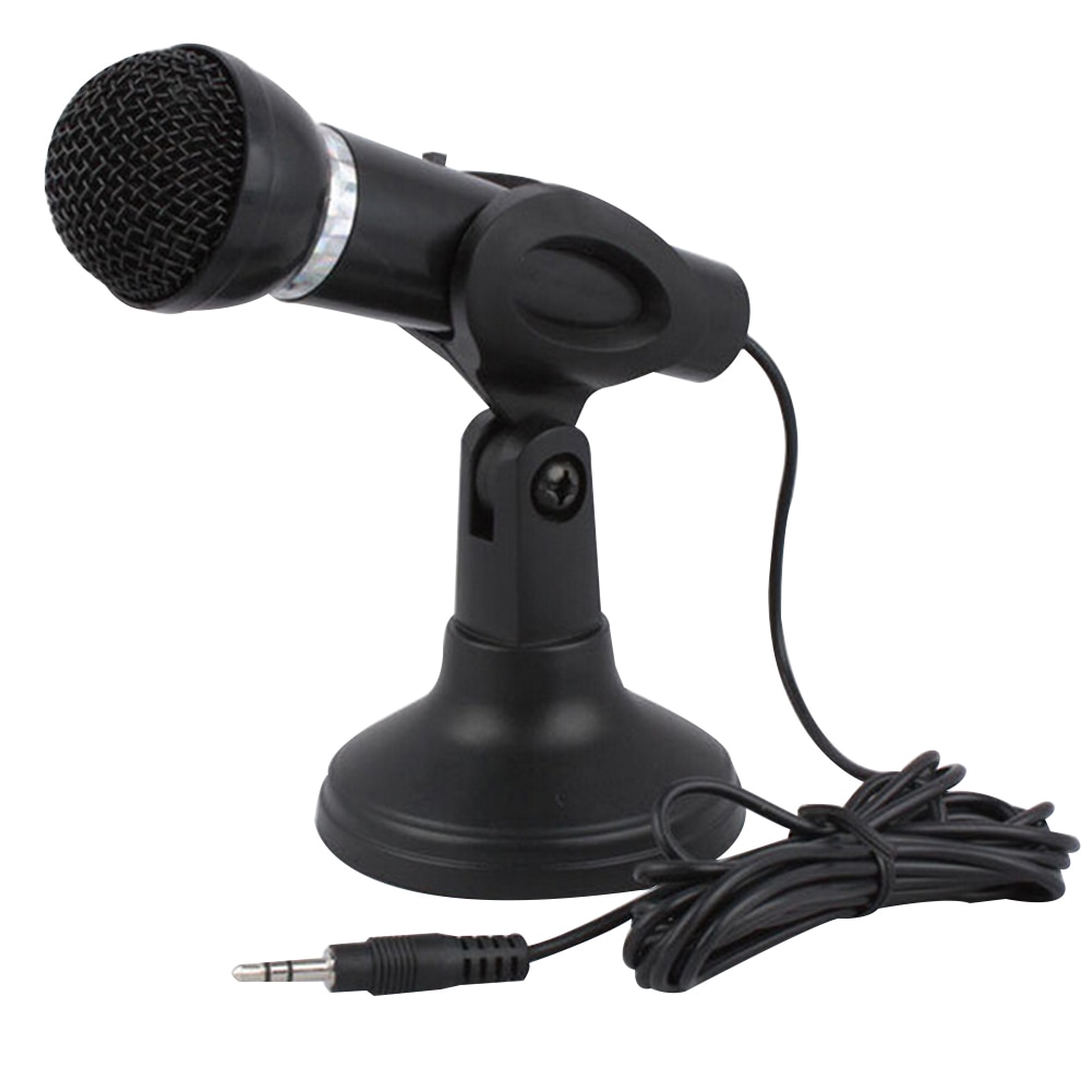 3.5mm Wired Microphone KTV Table Desktop Stand Meeting Singing Recording 180 Degree Rotatable Karaoke Computer Laptop Portable