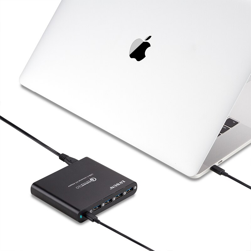 LVSUN QC 3.0 telefoon tablet laptop charger adapter type-c type c USB-C USB C lader voor Macbook Spectre 13 Yoga 5 Dell Hp Xiao mi