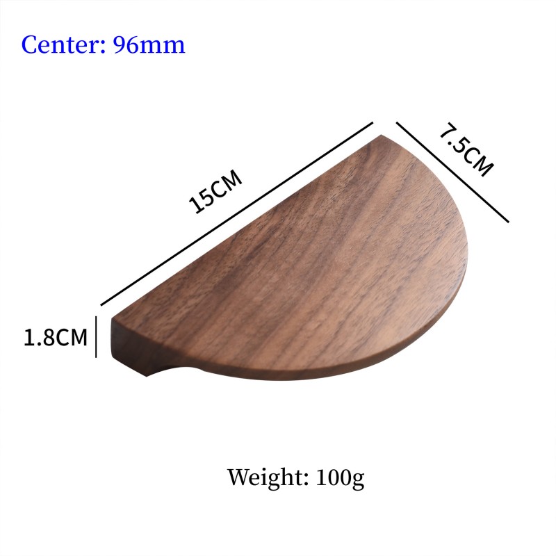 Pohjoismaiset puiset kaapin vetimet, suuret puoliympyrän muotoiset puuhuonekalujen oven vetimet, mustapähkinäiset vaatekaapin vetimet, puolikuun muotoiset puiset vetimet: Keltainen