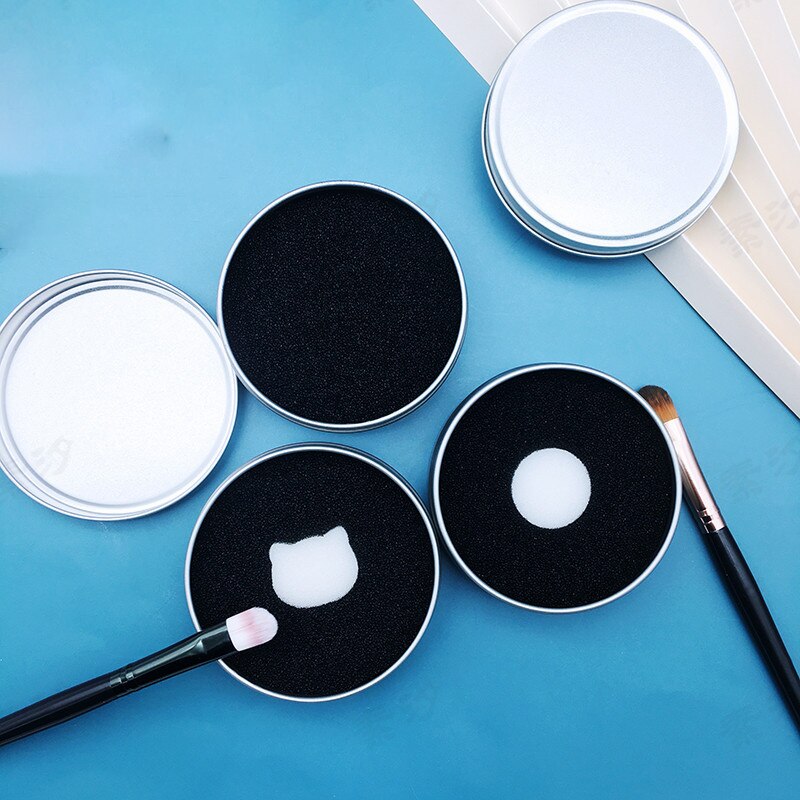 Make-up kwast kleurverwijderaar sponsreiniger aluminium make-up kwasten reinigingsmat doos poederborstel wasscrubber tslm 1