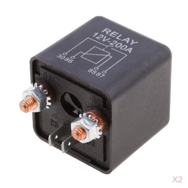 Relais à 4 broches 12v 200 a, Mini Amp, normalement ouvert, pour voiture, bateau, 2 pièces