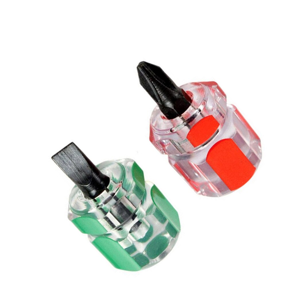 2PCS Transparent Handle Metal Screw Driver Kit Set Mini Small Portable Radish Head Needle Plate Screwdriver Repair Sewing Tools: light green