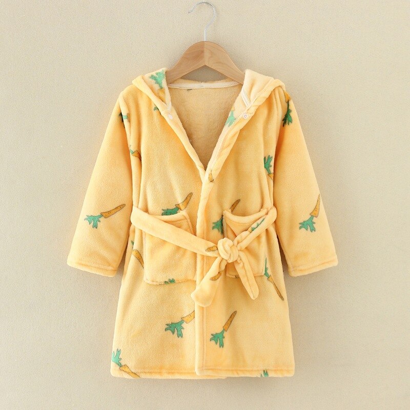 Kinderen Badjassen Flanel Winter Kinderen Nachtkleding Badjas Baby Pijamas Nachtjapon Voor Jongens Meisjes Pyjama 10-2 Jaar Baby kleding: YELLOW