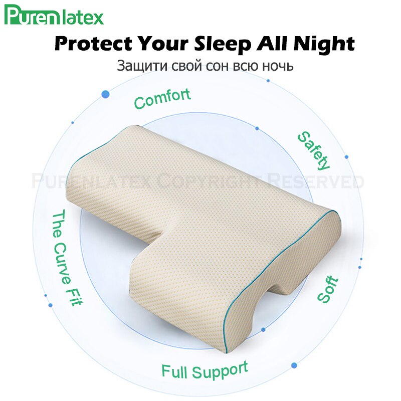 Gomma Piuma di Memoria di Purenlatex Coppia Braccio Cuscino Cuscino per Dormire Nessuna Pressione Traversina Laterale per il Collo e Dolore Alla Spalla Multifunzionale