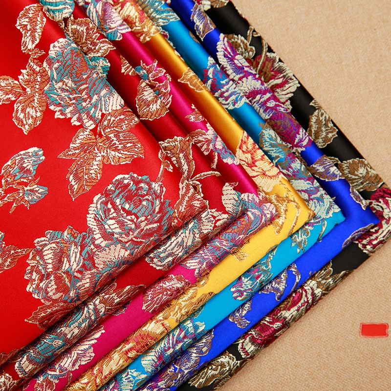 Raso chino tela brocado seda jacquard tejidos DIY material para costura de cheongsam y kimono
