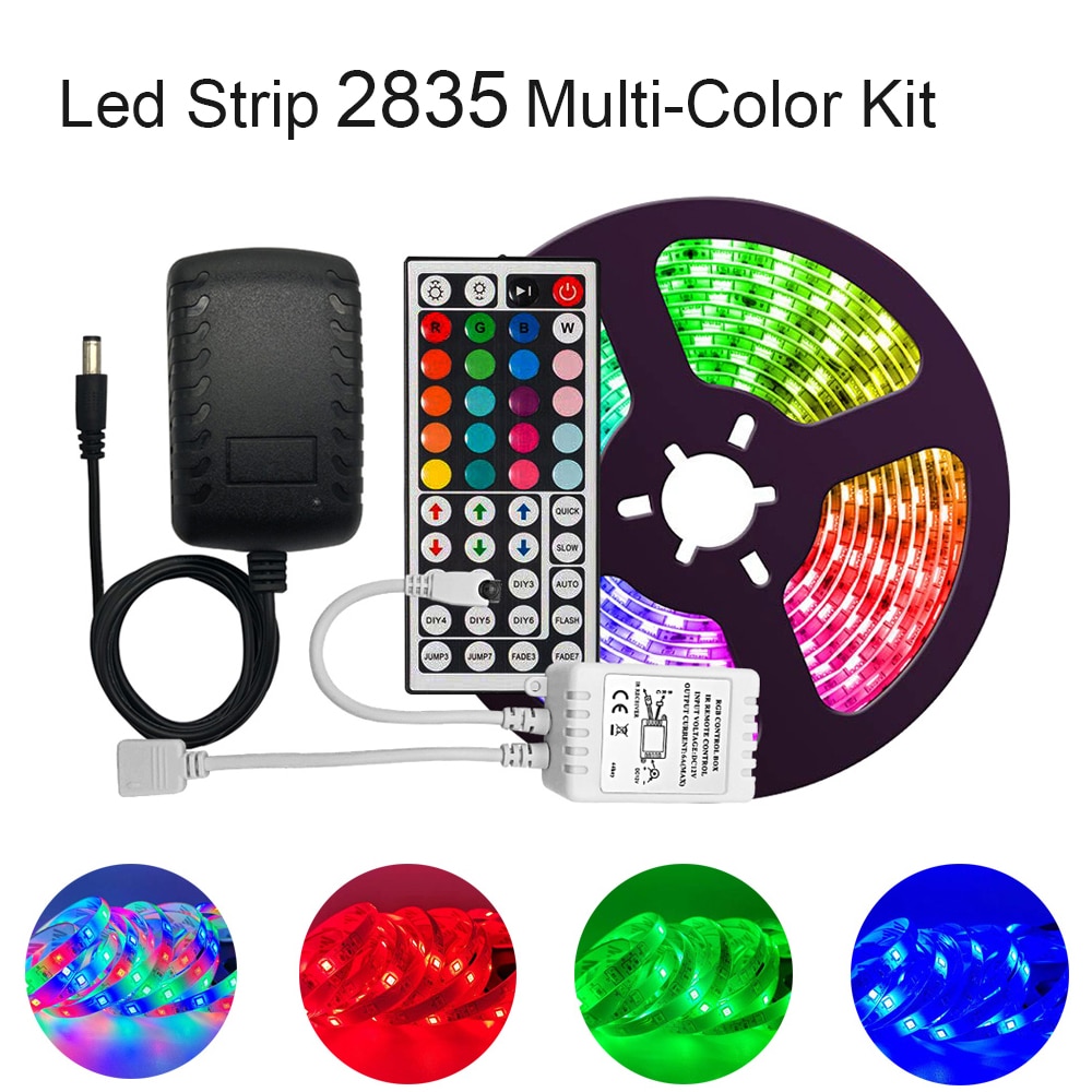 Led Strip Verlichting 2835 Multi-color Kit IP65 Waterdichte Flexibele RGB 300leds met 44 Key Afstandsbediening DC 12V Voeding voor Indoor