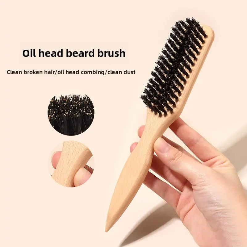 Cepillo para el pelo con cerdas de jabalí para moño de cola de caballo y alisador de pelos de bebé, pedernal, control de bordes, peinado y provocación