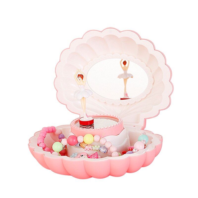 Colorful Flash Shell Music Box Music Box Girl Heart Children Girls Jewelry Jewelry Storage Box Rotating Dancing