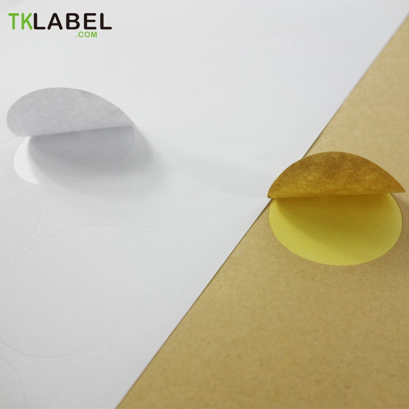 A4 Round White Glossy / Kraft Sticker Printing Label Blank Seal for Printers or Handwriting Diameter 2.5cm 3cm 4cm 6cm