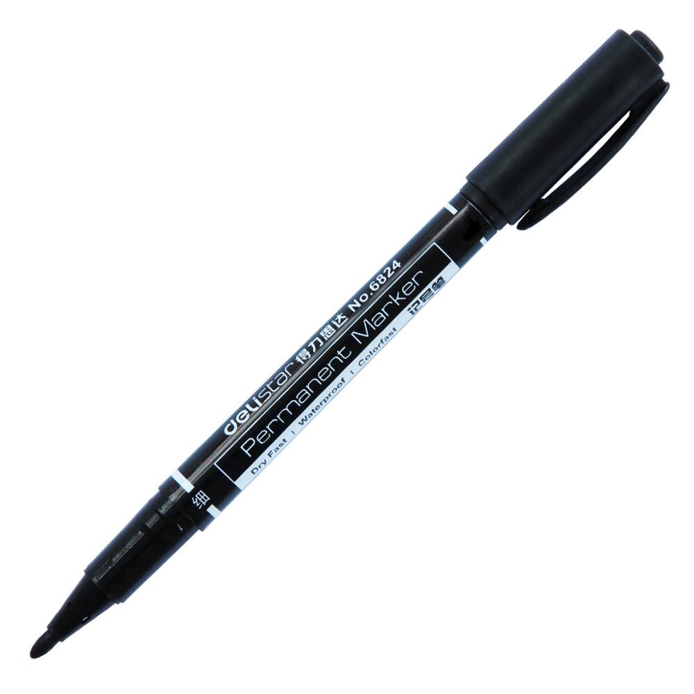 12 pcs/lot Double Tip Permanent Markers Fine Point 0.5mm-1mm Black Blue Red Ink Marker Pens School Office Stationery Supplies