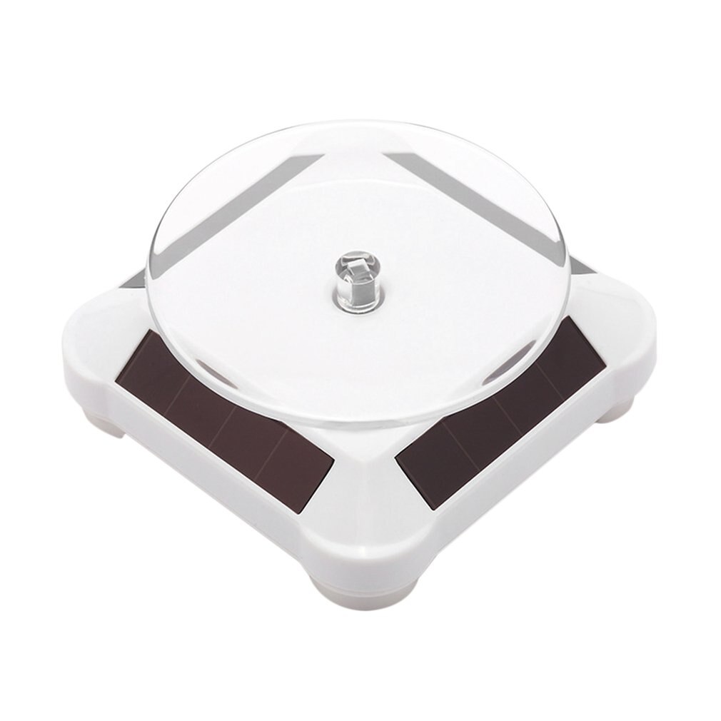 Solar Power Battery Showcase 360 Rotating Turntable Display Stand Turn Table Plate for Ring Necklace Bracelet Jewelry Holder &05: Default Title