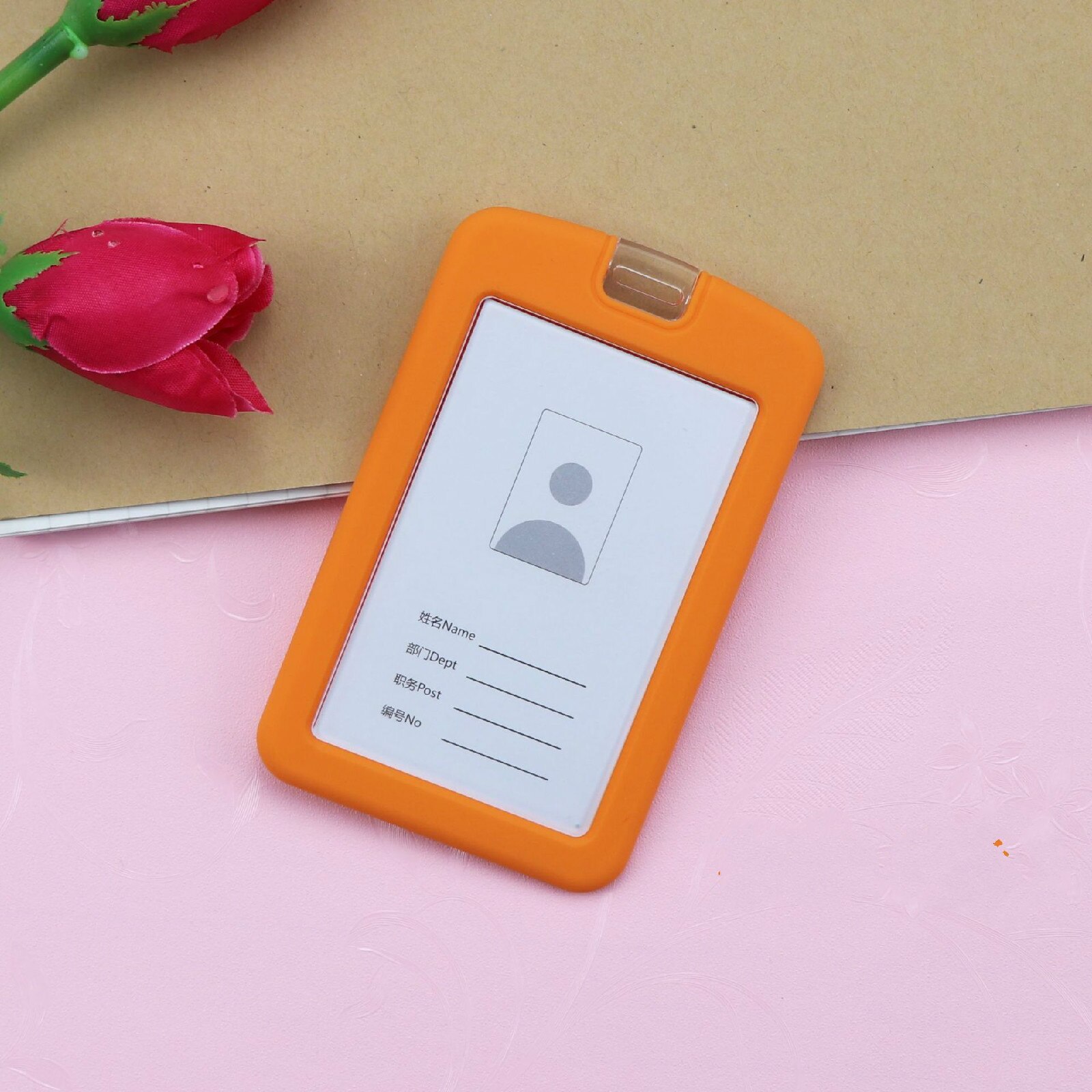 3/5pcs Credential Door Holders Credentials Holder Students Bus Card Case Lanyard Identity Badge Cards Cover Silicone Card Holder: Orange / 3Pcs