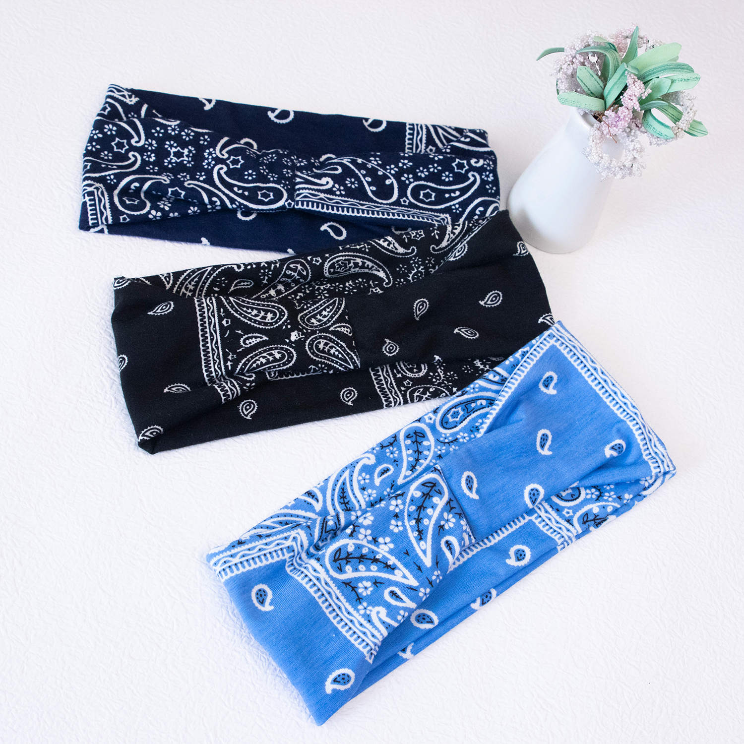 Diademas bohemias, bandas para el cabello de Cachemira, turbante anudado, diadema elástica, envolturas para la cabeza, diademas de tela a rayas para mujeres y niñas
