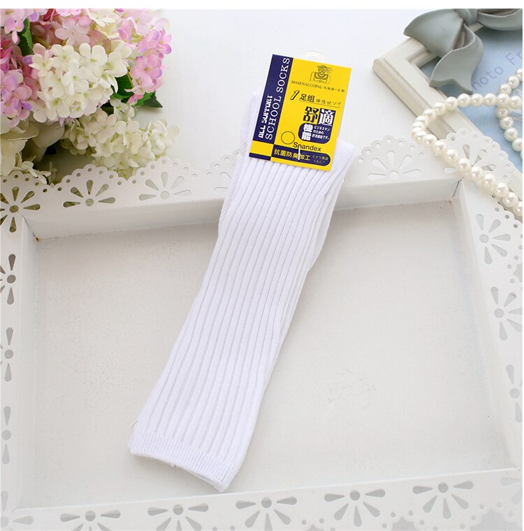 Calze per bambini in cotone tinta unita lunghe spesse calze per ragazzi ragazze calze per adolescenti calze bianche grigie nere taglia 22-43
