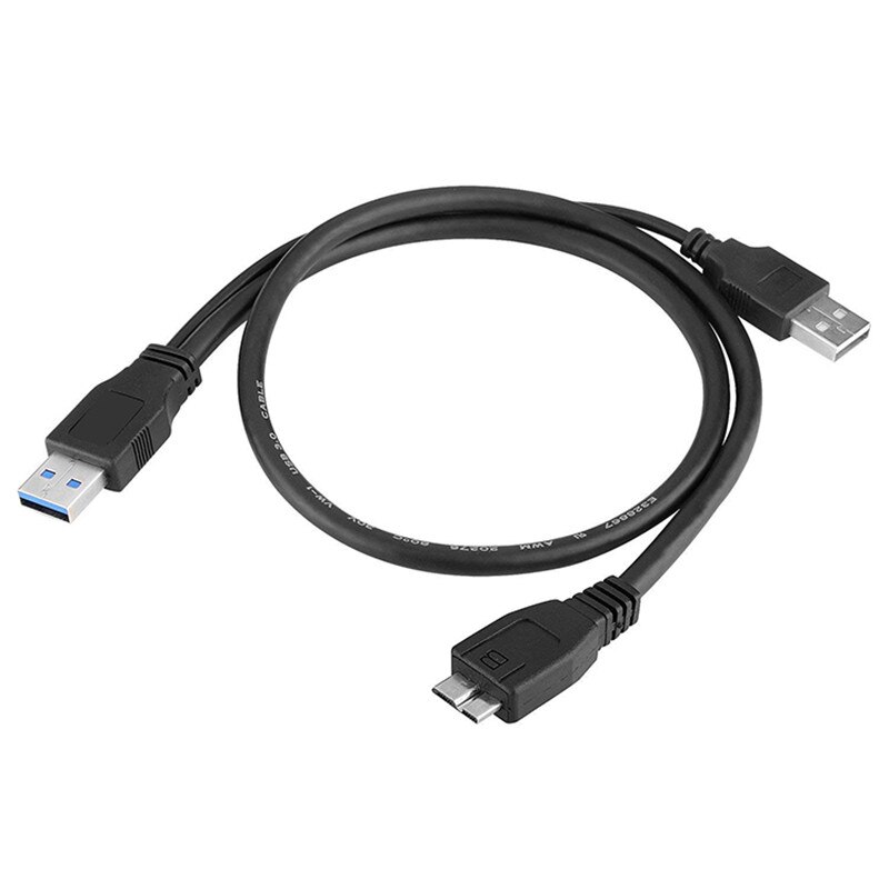 Usb 3.0 Dobbel makt y form 2 x type a til mikro b høyhastighets opptil 5 gbps dataoverføringskabel til eksterne harddisker 0.6m/1m