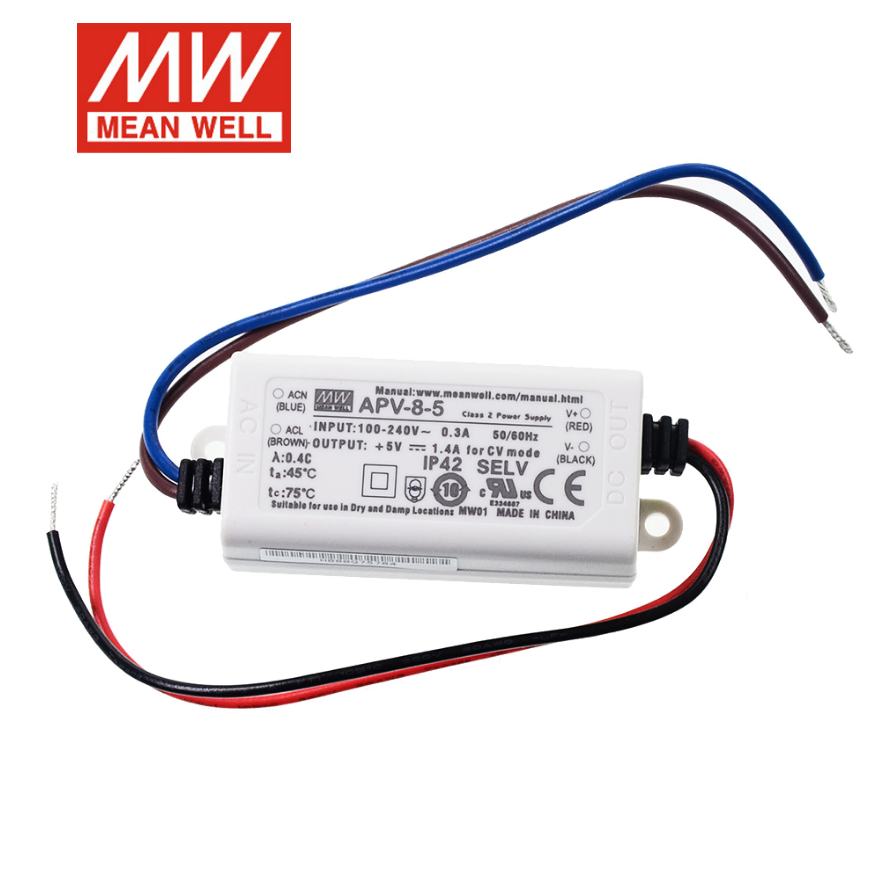 meanwell power supply APV-8 APV-8-5 | 5V APV-8-12 | 12V APV-8-24 | 24V 8W Single Output Switching Power Supply