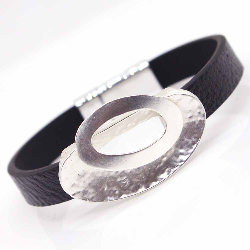 D & D Neo-Gotico Braccialetto di Cuoio di Fascino di Modo per Le Donne Femme Freddo Chiusura braccialetto Bracciali e Braccialetti Magnete metallo: 3
