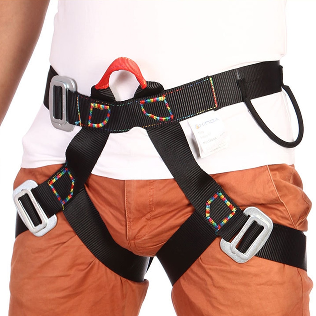 Half Body Outdoor Rappelling Climbing Harness Seat Safety Sitting Bust Belt Black Camping Hiking Rappelling Accessories