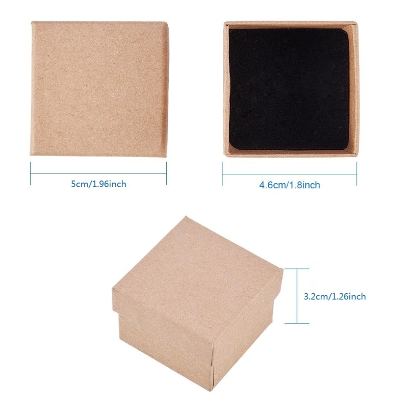 24 Stück Schmuckschatullen aus Pappe, 3,54 x 3,54 x 1,18, quadratische Kartons aus Papier, Kraftpapier, Geschenkverpackungsbox für Weihnachten: Silber