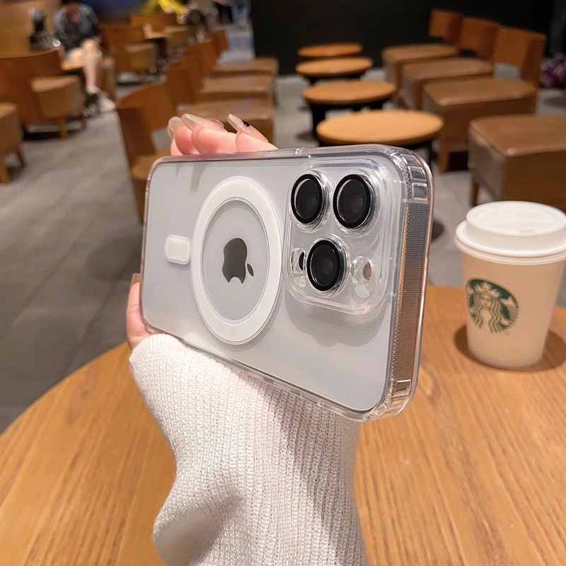 Funda transparente para carga inalámbrica Magsafe para Apple iPhone 16 15 14 13 12 11 Pro Max Plus Mini cubierta acrílica magnética a prueba de golpes