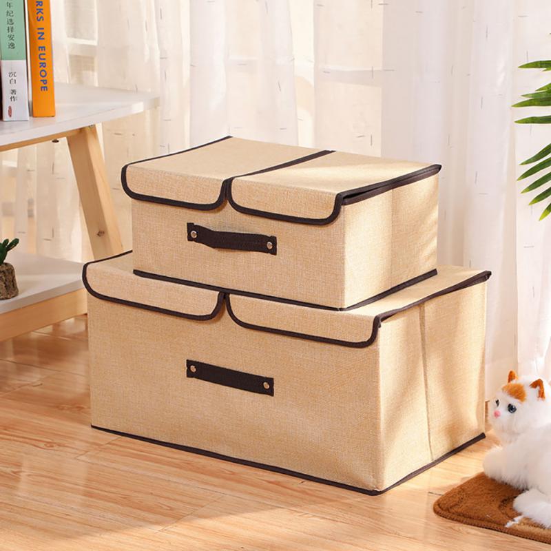 Folding Storage Cabinet Home Storage Box Fabric Cotton And Linen Toys Clothes Storage Box Portable Cover Organizer Box
