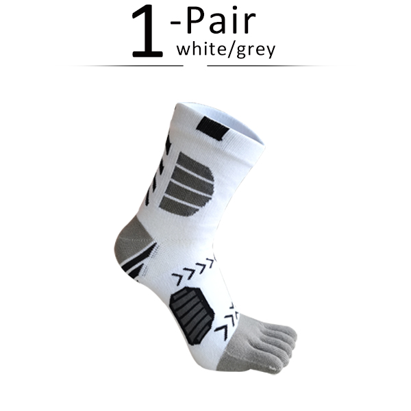 1/5 Paar Sport Zehen socken Kompression Baumwolle schweiß absorbierende Deodorant Fahrrad Marathon- Fitness draussen Basketball 5 Finger Socken: Weiß