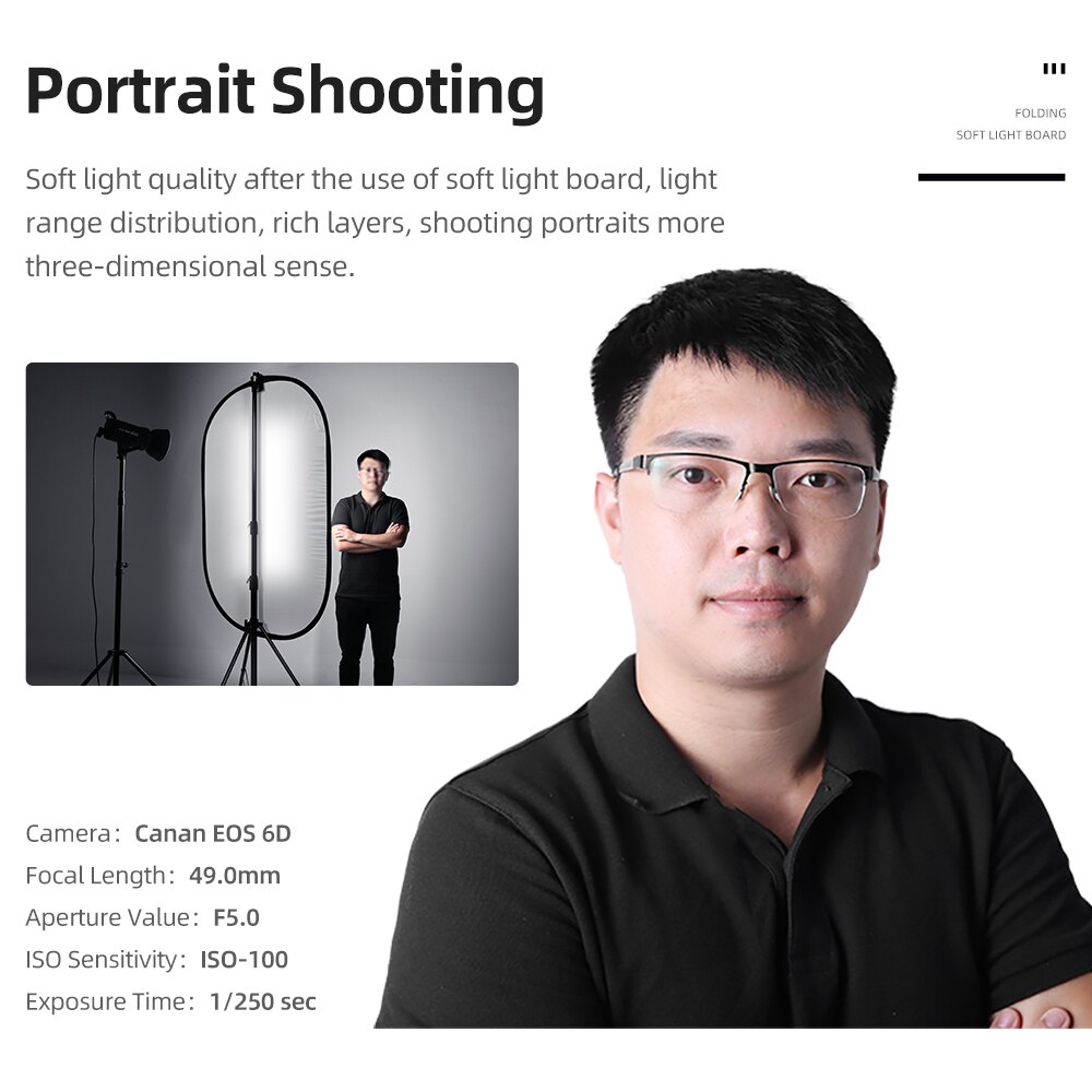 AMBITFUL 80x120cm 100x150cm 150 x 200cm Portable Oval Multi-Disc Transparent White Reflector Collapsible Studio Photo Diffuser