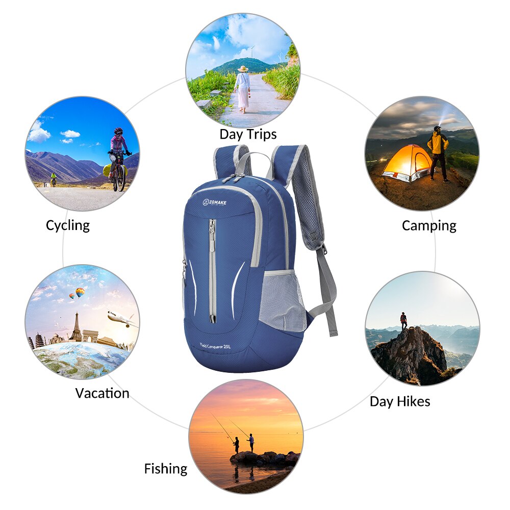 25L ZOMAKE Lightweight Packable Backpack Water Resistant Hiking Daypack, Small Travel Backpack for Women Men