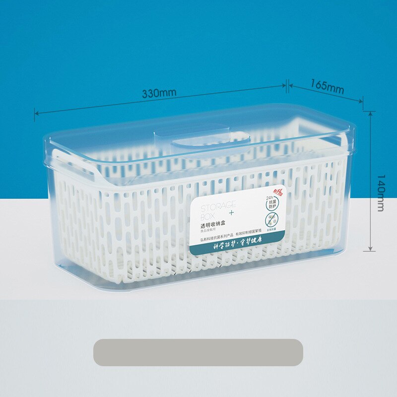 Refrigerator Food Storage Containers With Lids Kitchen Storage Seal Tank Plastic Separate Drain Basket Fresh Box Big Capacity: 3