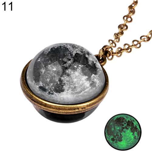 Unico Luminoso Universe Galaxy Pianeta Collana In Vetro di Glow In The Dark Cosmic Pendente Della Collana Della Sfera per Unisex Dei Monili Dell'annata: 11