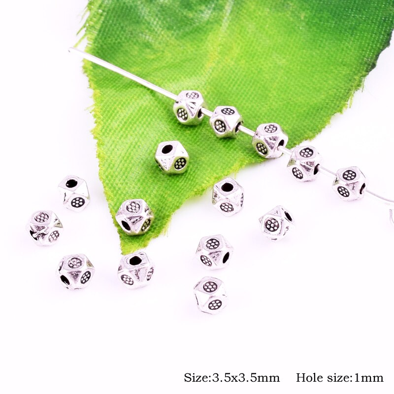 Antique Tibetan Silver Loose Metal Beads Spacer for Jewelry Making for Man Women Bracelet Necklace Earrings: 08(100pcs)