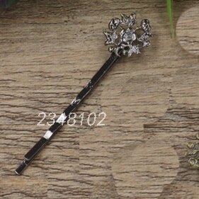 10 stks 6 Kleur Vintage Bloem Haar Sieraden Charm Vrouwen Haarspeld Woord Map Hairclips Haarspeldjes Retro Haar Dragen Accessoires DIY: Gun Black