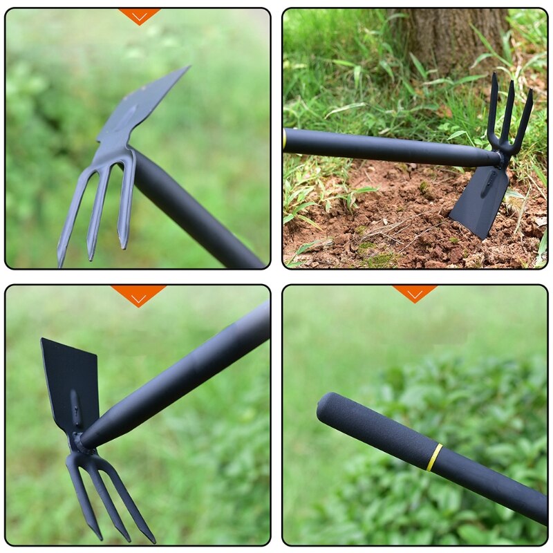 2 in 1 Double Hoe Small Gardening Tool Strong Sharp Hoeing and Loosening Soil Hand Tool Comfort Handle Steel Head 67JB