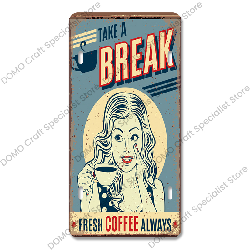 Placa de licencias de café, carteles de hojalata de Metal Vintage, placas de Metal Retro para café, cocina, sala de estar, decoración artística de pared del hogar