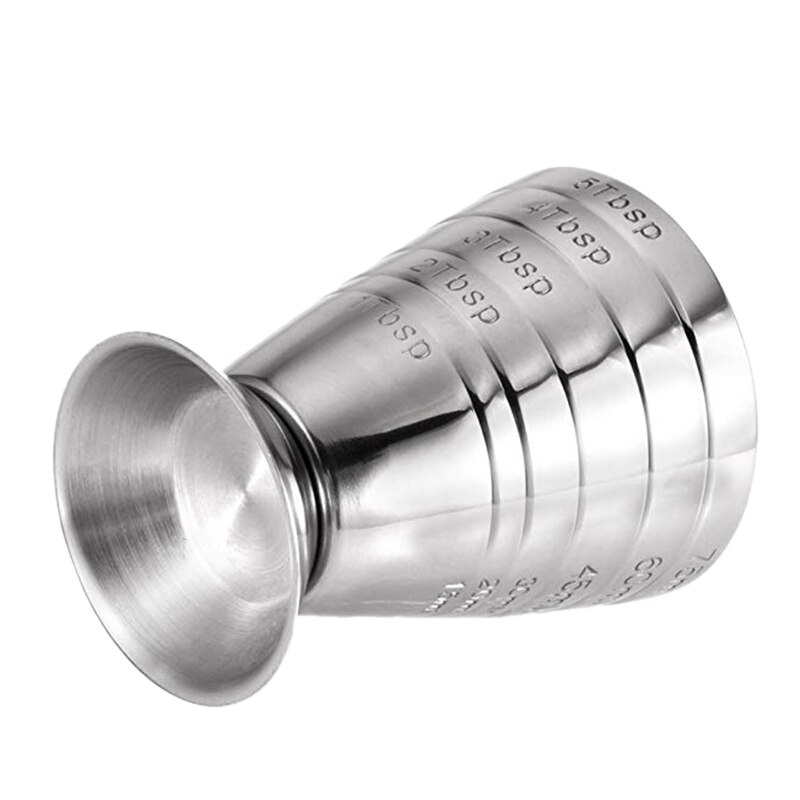 Measuring Cup Cocktail Jigger Stainless Steel Liquid Mini Up to 2.5Oz, 5Tbsp, 75Ml,Silver