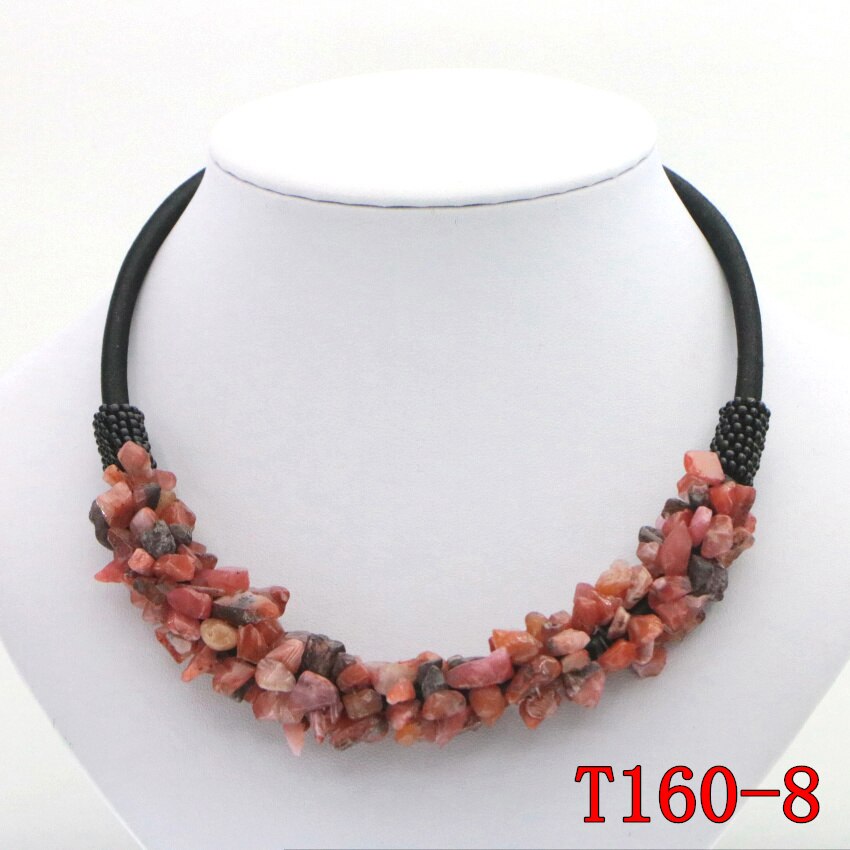 WUBIANLU 13 Styles Natural Spar Coral Tourmaline Lapis Lazuli Agates Aventurine Chokers Necklaces For Women Costume Jewelry: T160-8