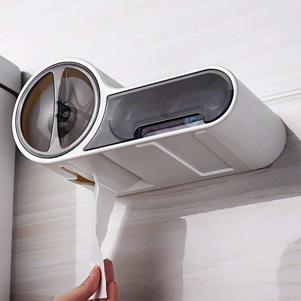 Badkamer Toiletrolhouder Tissue Doos Plastic Wc Dispenser Wall Mounted Roll Papier Opbergdoos Gratis Ponsen