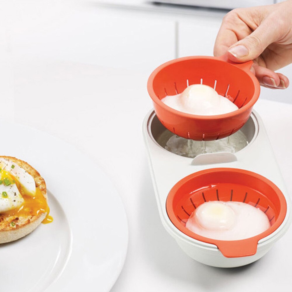 Mikrobølgeovn eggpocher dobbel kopp eggkoker kjøkken dampet egg sett mikrobølgeovner matlaging matredskaper