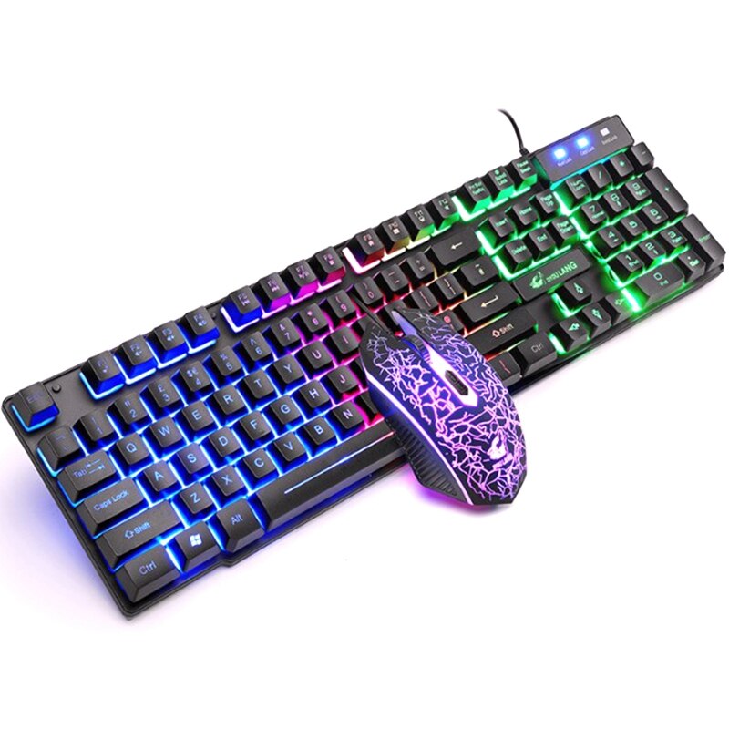 ZIYOU LANG USB Keyboard Mouse Set Mechanical Feeling Rainbow Backlight for PC Laptop Durable Desktop Gaming Keyboard: Default Title