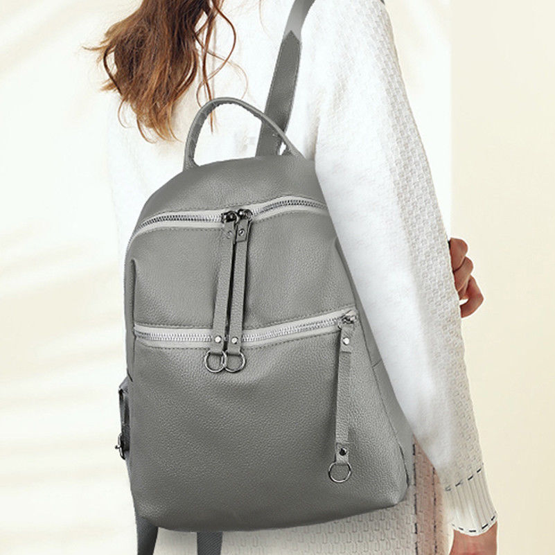 Classic vrouwen Rugzak PU Leer Mode Effen Kleur Rugzak Schoudertas