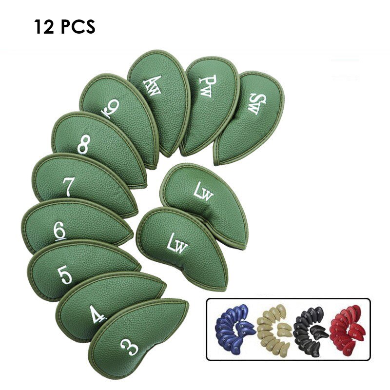 Synthetic Leather Golf Iron Head Covers 12 Pcs/Set Waterproof Durable Club Protect Headcovers
