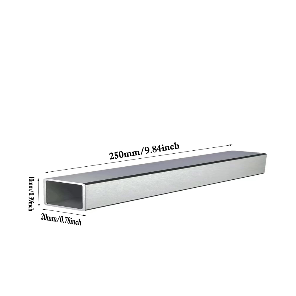 Roestvrij staal 304 rechthoekige buis 250 mm x 1 mm wanddikte, metalen profiel voor bouw, handwerk en reparatie: tan