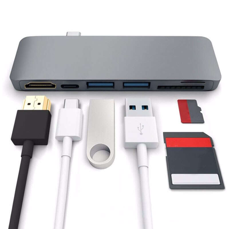 Marsea Thunderbolt 3 Usb C Hub Hdmi-Compatibel Met Pd Tf Sd Kaartlezer 3.0 Hub Usb C Dock voor Macbook Pro/Air USB-C Otg