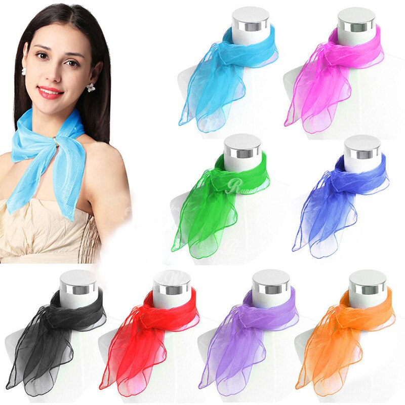 Foulard carré en mousseline de soie pour femme, serviettes de gymnastique, danse, couleur bonbon, rouge, jaune, violet, vert