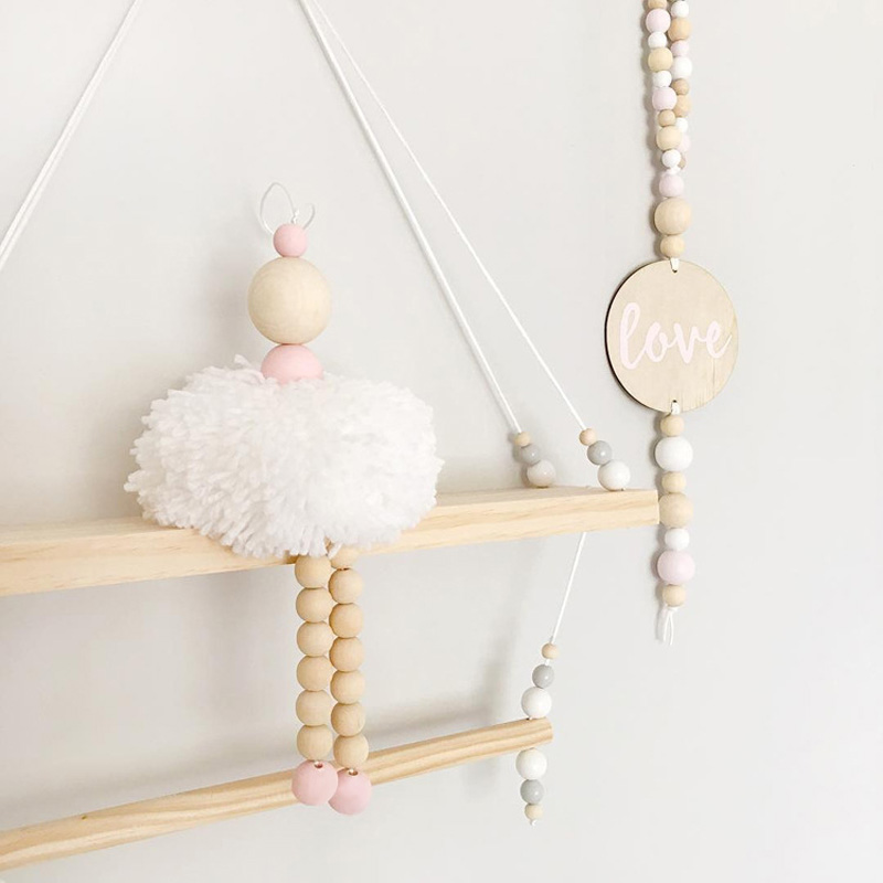 Décoration suspendue danseuse Ballet de Style nordique | Perles en bois, décor de chambre de fille, ornement de tente pour bébé et pépinière, accessoires photos