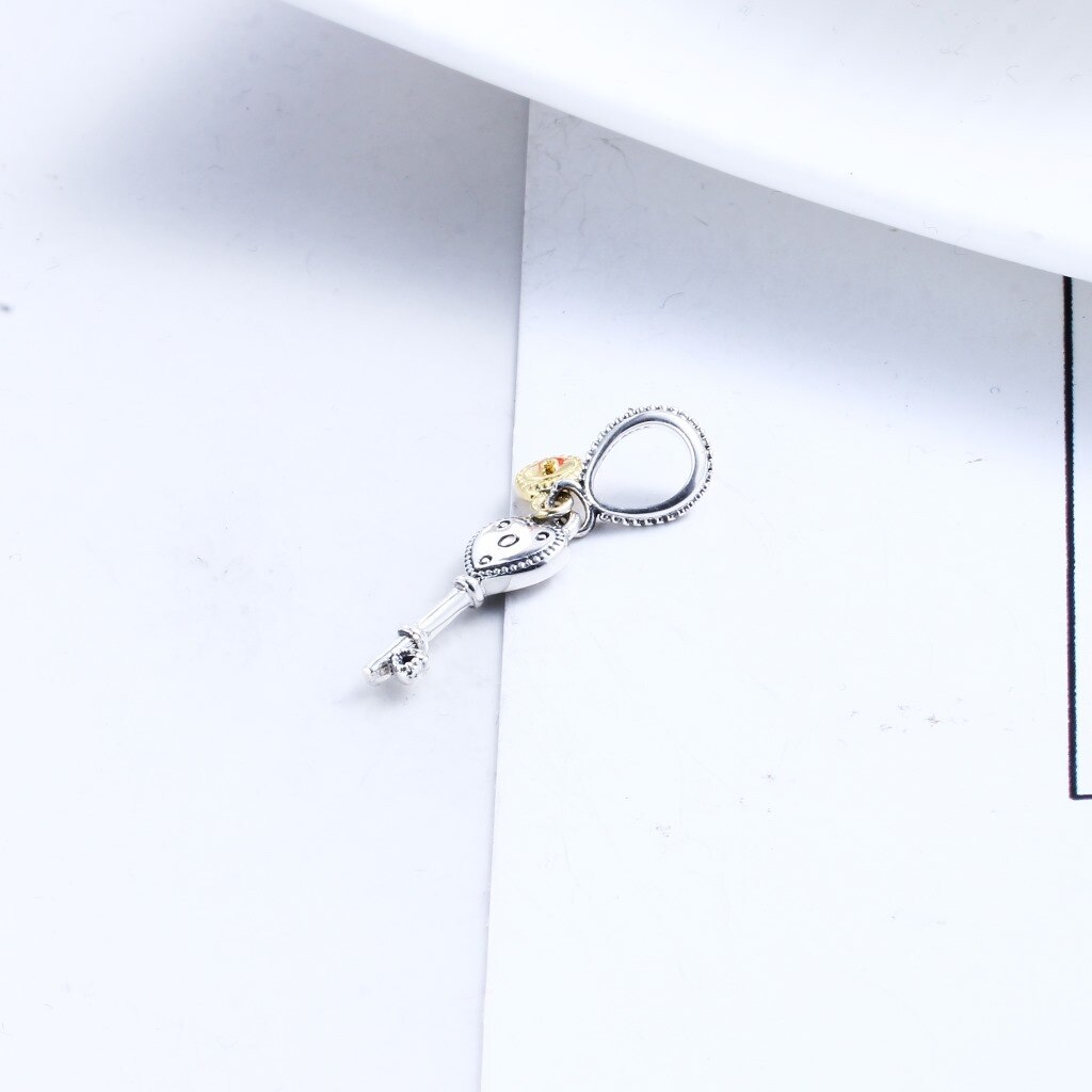 genuino 925 sterlina d'argento perlina Oro di colore Chiave del Mio Cuore di Amore Del Pendente Misura Branelli padella Braccialetto e la Collana Fai Da Te gioielli