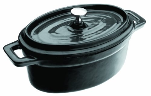 IBILI 726015N - Mini Cocotte Oval Negra 15X10X6 Cm, olla de cocción de hierro fundido
