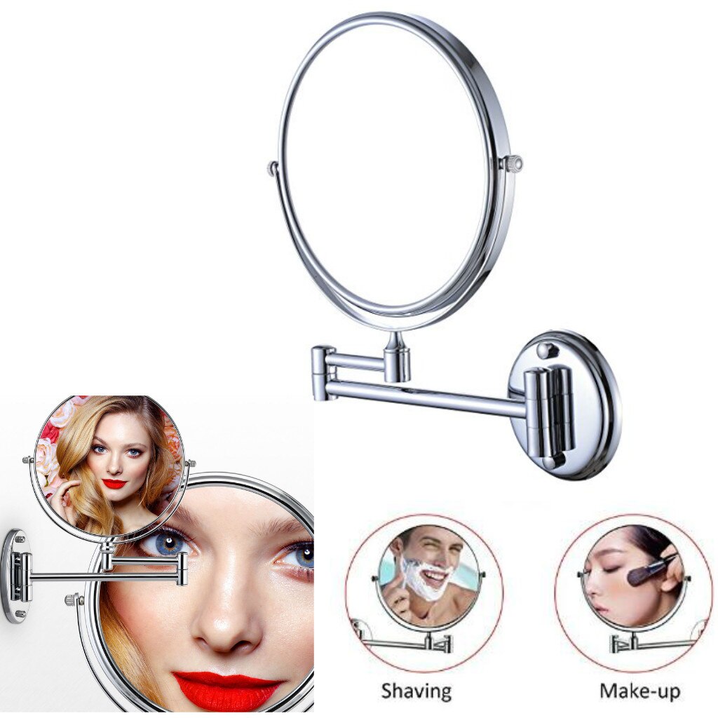 8-Inches Two-Sided Swivel Wall Mount Mirror with 5x Magnification, for Home, Salon, Cosmetic Shop, Hotel Bathroom &amp; Washroom